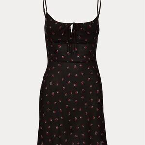 Realisation Par Black Mini Dress with Red Floral Print
